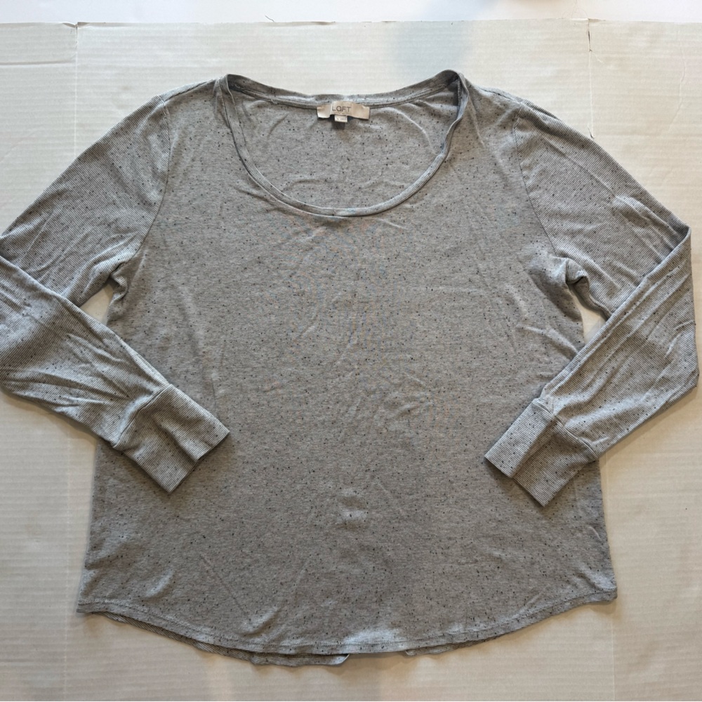LOFT Heathered Gray Long Sleeve Top